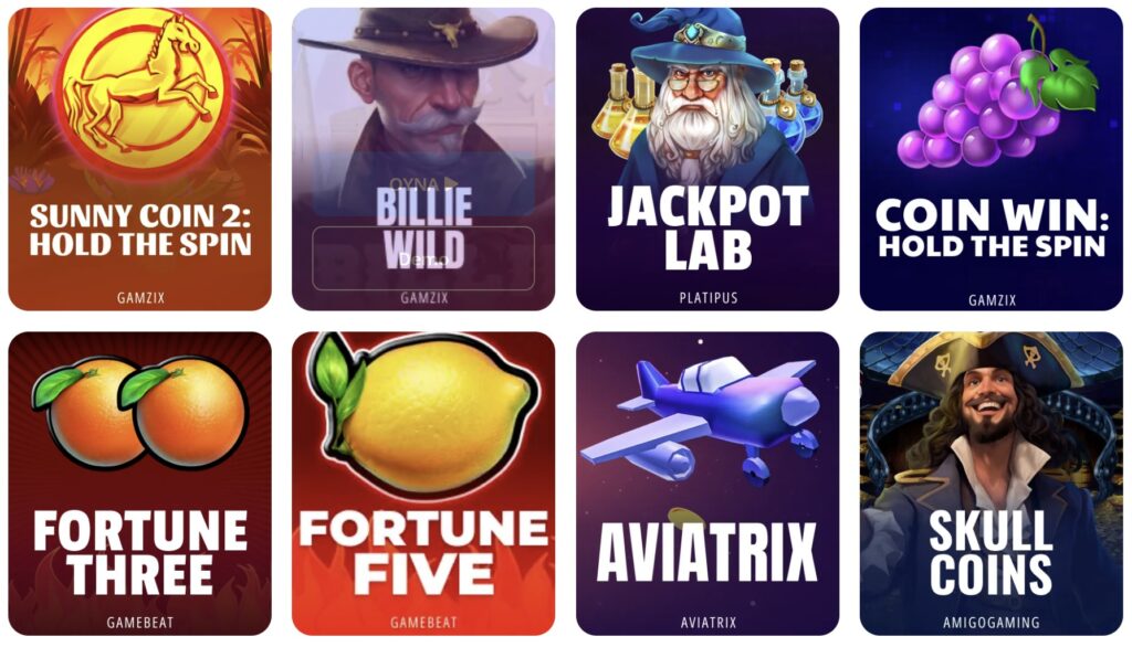 Glory Casino slotlarının önizlemesi